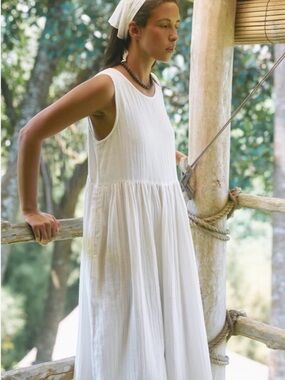 Daughters of India White Sleeveless Maxi Dress